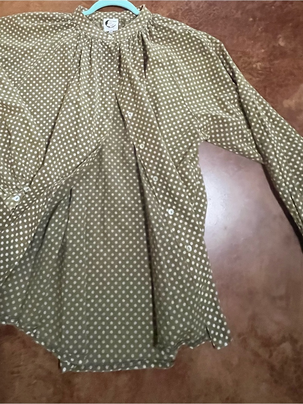 Jaded Gypsy oversized olive green white polka-dots  versatile. Boho Raw Hems OS - Picture 7 of 10